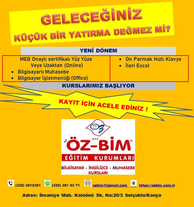 Yeni Dönem Kurslarımız Başlıyor
Kayıt İçin Acele Ediniz.